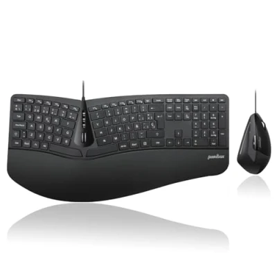 Abbildung von Perixx PERIDUO 505 Combo Ergonomische Tastatur und Maus, mit geteiltem Tastenlayout, verstellbare Handgelenkstütze, spanische QWERTY