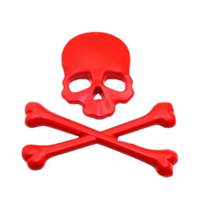 Abbildung von 3D Chrom Metall Totenkopf Skelett Kreuz Auto Kofferraum Heck Emblem Abzeichen Aufkleber (Rot)