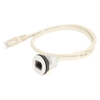 Abbildung von Schlegel 23.001.537 RJ45 Buchse silberfarben, 1x mit Schirm, 60 cm Kabel und Stecker geschirmt