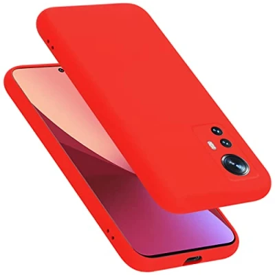 Abbildung von Cadorabo Hülle kompatibel mit Xiaomi 12 / 12X Silikon Handyhülle für Case aus flüssigem Kratzfeste und stoßfeste dünne TPU Schutzhülle Liquid ROT