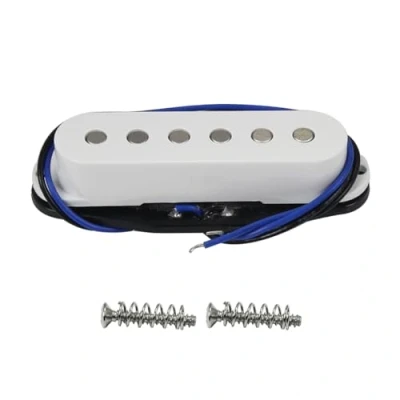 Abbildung von FLEOR Alnik 5 ST Tonabnehmer Single Coil Gitarren Mitteltonabnehmer Flachpol für SQ E Gitarre, weiß