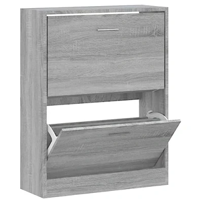 Abbildung von vidaXL Schuhschrank Schuhablage Schuhregal Schuhständer Schuhaufbewahrung Schuhkipper Schuhkommode Grau Sonoma 63x24x81cm Holzwerkstoff