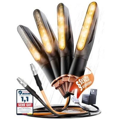 Abbildung von Binego Blinker LED Motorrad E Geprüft Mini mit Lauflicht Universell, Blinker, fest integriert, Gelb, StVZO konform