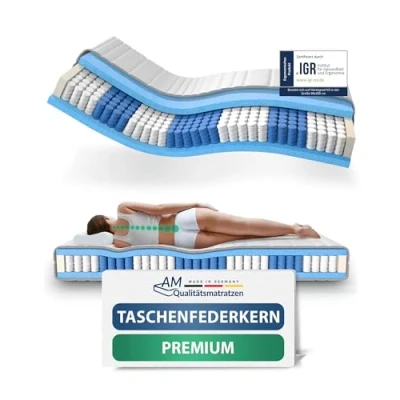 Abbildung von Taschenfederkernmatratze Federkernmatratze, Orthopädische 7 Zonen Matratze, Tonnentaschenfedern, AM Qualitätsmatratzen, 24 cm hoch, 90x200