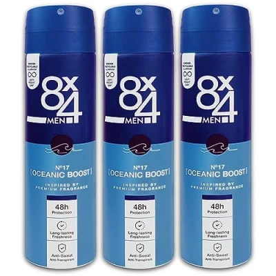 Abbildung von 3 er Pack 8x4 MEN Oceanic Boost Nr. 17 Anti Transpirant Spray Deospray 3x 150 ml