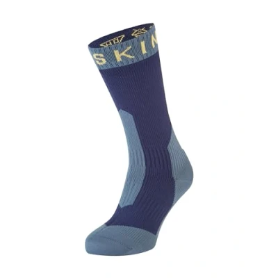 Abbildung von Sealskinz Unisex Extrem Kaltes Wasser Wasserdichte Socken Mittellang, Blau/Gelb, M