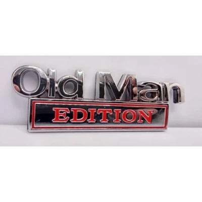 Abbildung von 3D Old Man Edition Auto Aufkleber Metall Logo Emblem Sticker KFZ Rentner Silber