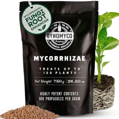 Abbildung von Mykorrhiza Impfmittel von DYNOMYCO Hochleistungsstämme Konzentrierte Formel Verbessert die Nährstoffaufnahme Steigert den Pflanzenertrag (26.05 Oz/Up to 150 Plants)