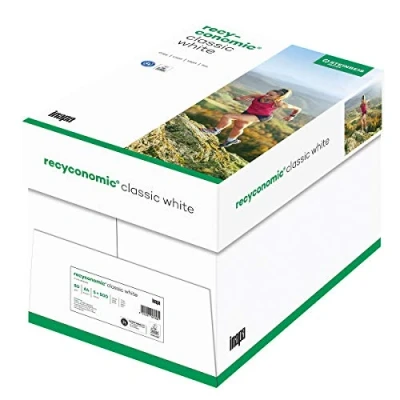 Abbildung von inapa Recycling Druckerpapier Recyconomic ClassicWhite: 80 g/m², A4, CIE Weiße: 55 (recycling grau), 2500 Blatt (5x500)