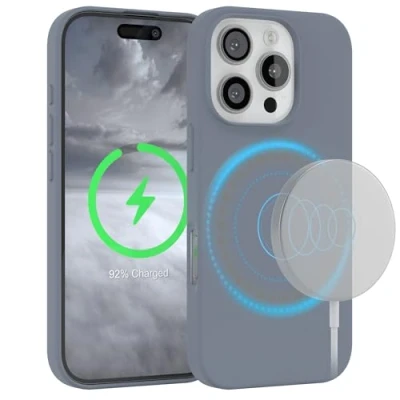 Abbildung von EAZY Case Silikonhülle für iPhone 16 Pro Hülle mit Qi Charging Silikon Schwarz weich stoßfeste Handyhülle Schutzhülle Kameraschutz Dünn Schutz Cover TPU Phone Bumper in Stahl Blau