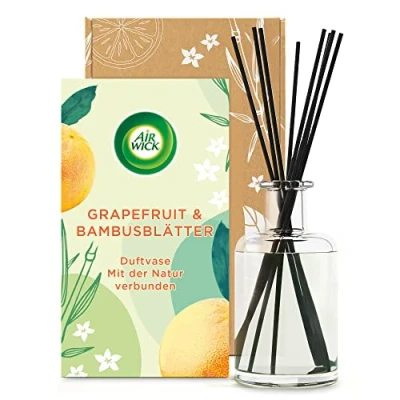 Abbildung von Air Wick Duftvase Duft: Grapefruit und Bambusblätter mit natürlichen ätherischen Ölen 1 x 200 ml Raumduft Stäbchen