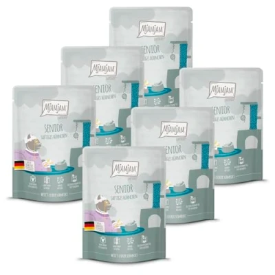 Abbildung von MjAMjAM Premium Nassfutter für Katzen Quetschie Senior saftiges Hühnchen, 6er Pack (6x300g), getreidefrei