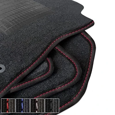 Abbildung von moto MOLTICO Premium Auto Velours Autoteppiche Schwarz Automatten passend für Renault Clio IV 2012 2020 Rote