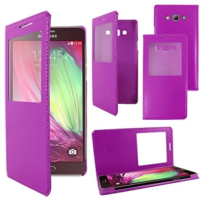 Abbildung von ebestStar kompatibel mit Samsung Galaxy A7 Hülle SM A700F (2015) Etui Sichtfenster Handyhülle, Kunstleder Wallet Case, Lila
