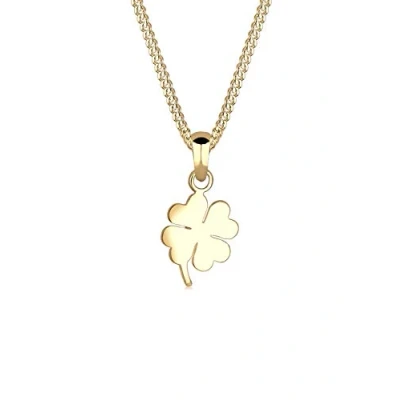 Abbildung von Elli Premium Kette mit Anhänger Kleeblatt Glücksbringer Talisman 585 Gelbgold,