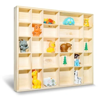 Abbildung von Creative Deco Schubladenbox Setzkasten Holz Sammelbox Holztablett 28 Fächer 44,5 x 40 3 cm