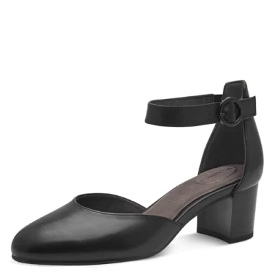 Abbildung von Tamaris COMFORT Damen Pumps mit Riemen aus Leder Elegant, Schwarz (Black Nappa), 38 EU