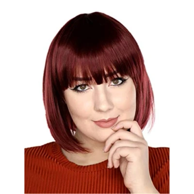 Abbildung von Prettyland matte natürliche Kurze BOB glatte Kurzhaar Perücke für Alltag wie Echthaar dunkel Rot Bordeaux Braun Red C119