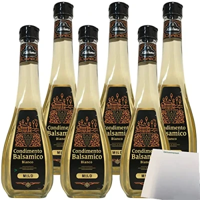 Abbildung von Kühne Essig Condimento Balsamico Bianco weißer mild 6er Pack (6x500ml Flasche) + usy Block