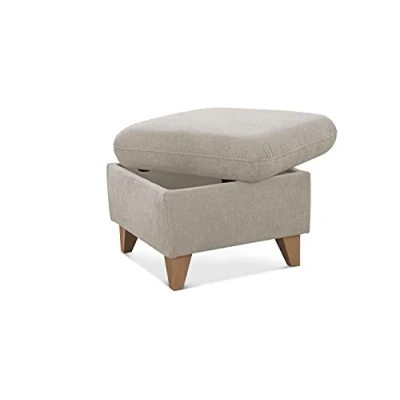 Abbildung von CAVADORE Hocker Lotta / Skandinavischer Stauraumhocker als Beistellhocker oder Fußhocker 58 x 47 Webstoff, Paris Creme, Quadratisch