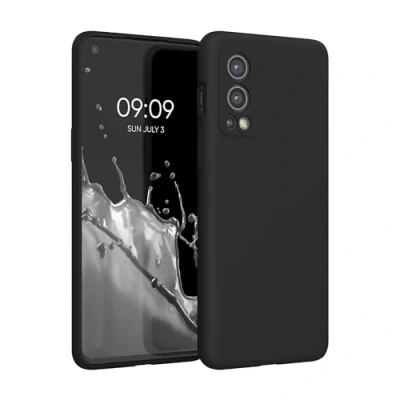 Abbildung von kwmobile Hülle kompatibel mit OnePlus Nord 2 5G Silikon Handy Case Handyhülle weiche Oberfläche kabelloses Laden Schwarz matt