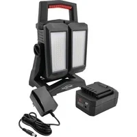 Abbildung von ANSMANN 60W LED Akku Arbeitsstrahler Powerbank Funktion Handlampe mit 4 Leuchtstufen bis 4500 Lumen, verstellbare Lampenköpfe, wiederaufladbarer Suchscheinwerfer für Handwerk, Baustelle, Werkstatt