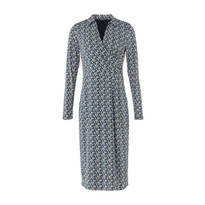 Abbildung von comma MIDI IN Wickeloptik Jerseykleid, Damen, Größe: 44, Navy