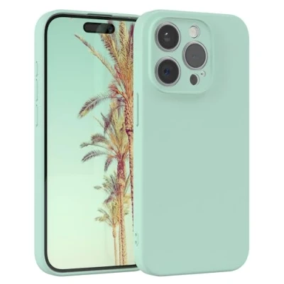 Abbildung von EAZY Case Silikonhülle für iPhone 15 Pro Hülle Silikon Grün weich stoßfeste Handyhülle Schutzhülle mit Kameraschutz Dünn Premium Schutz Cover TPU Phone Bumper in Mint