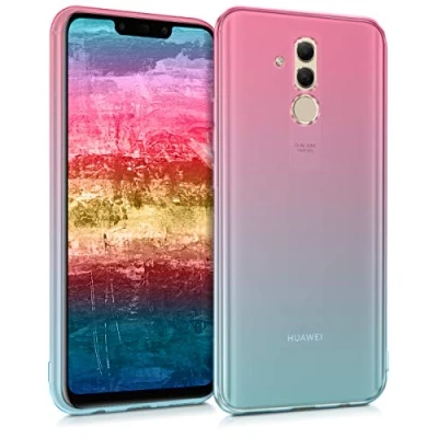 Abbildung von kwmobile Case kompatibel mit Huawei Mate 20 Lite Hülle Handy Handyhülle Zwei Farben Pink Blau Transparent