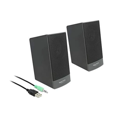 Abbildung von Delock USB Stereo 2.0 Lautsprecher mit 3,5 mm Klinke und Stromversorgung, 27001