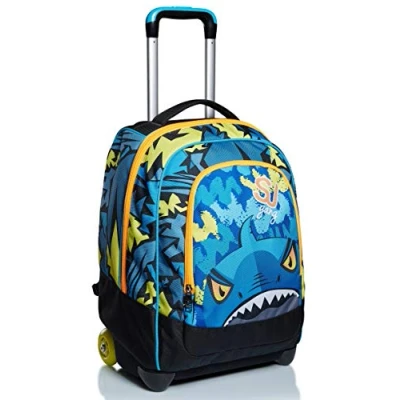 Abbildung von Rucksack mit Trolleyfunktion, 2 in 1, Schulranzen Rollen, ab 1. Klasse, für Schule, Gymnasium, Reisen&amp;Freizeit, Mädchen&amp;Jungen, mehrfarbig, Sharky