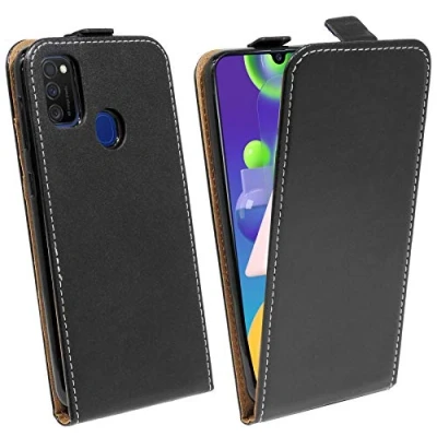 Abbildung von cofi1453® Flip Case kompatibel mit Samsung Galaxy M21 (M215F) Handy Tasche vertikal aufklappbar Schutzhülle Klapp Hülle Schwarz