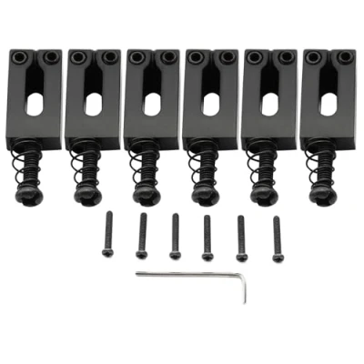 Abbildung von Musiclily Pro 10,5mm Modern Style Zinklegierung Saitenreiter Saddles für Strat Tele E Gitarre, Schwarz (6er Set)