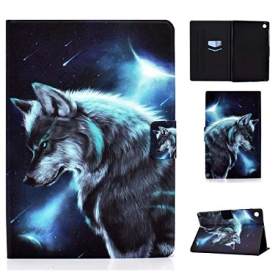 Abbildung von CaseFun Hülle für Lenovo Tab M10 Plus 10.3 Tablet Schutzhülle aus Leder Folio Slim Lightweight mit Flip Stand Kartenhalter FHD TB X606F (Space Wolf)