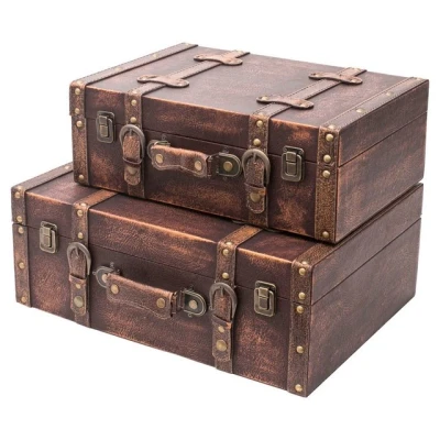 Abbildung von HMF Aufbewahrungsbox Handgefertigter Vintage Koffer aus Holz (versch. Größen), Deko Koffer, Geschenkkoffer im als Klassik Design