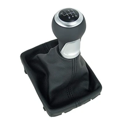 Abbildung von L&amp;P A258 1 Leder Schalthebel Schaltsack Schaltmanschette Schwarz Schaltknauf 6 Gang 12mm kompatibel mit Audi A4 B8 A5 8T Q5 8R Knauf Schaltknopf Knopf Plug Play Ersatzteil für 8K0863278