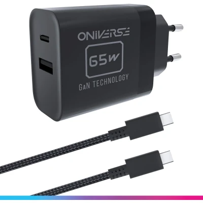 Abbildung von Oniverse AC Adapter Cable 65W USB C Switch 2 Black (1.5 metre)