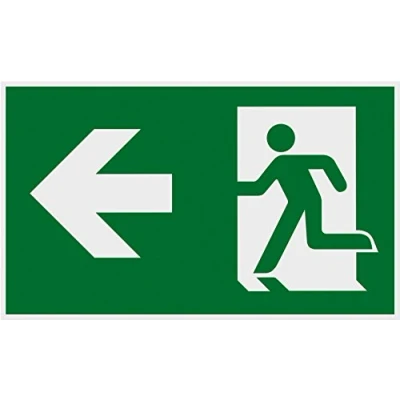 Abbildung von Metafranc Hinweisschild Symbol: Fluchttür links 250 x 150 mm / Beschilderung Infoschild Rettungsweg Fluchtweg Notausgang Sicherheitsmarkierung Gewerbekennzeichnung 500120