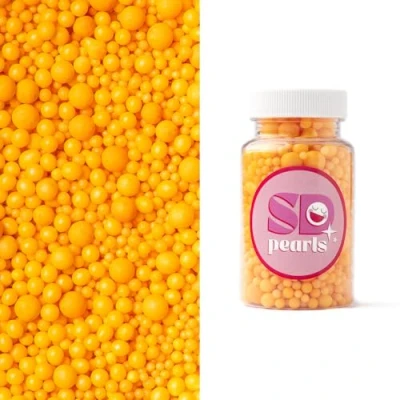 Abbildung von SD Pearls Zuckerperlen, Essbare Zucker Perlen, Tortendeko Streusel Dekorperlen Für Keksen, Kuchen, Cupcakes, Dessertdekoration (Orange, 3,4,5,7,10mm, 100g)