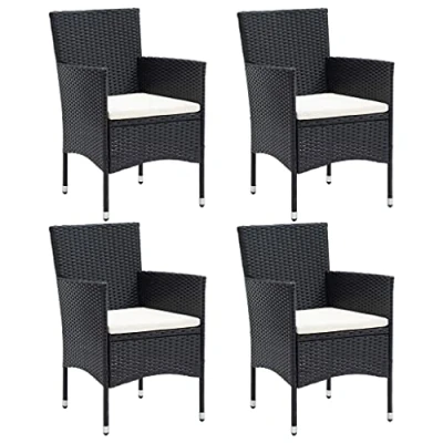 Abbildung von vidaXL 4X Garten Essstuhl Gartensessel Gartenstuhl Stuhl Sessel Stühle Gartenmöbel Balkonstuhl Terrassenstuhl Gartenstühle Poly Rattan Schwarz