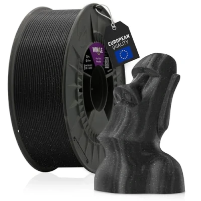 Abbildung von WINKLE PLA HD Glitter Filament (Partikel) Schwarz Galaxie 3D Drucker 1,75 mm 1 kg Maßgenauigkeit Schwarzes Glitzeroptik Spule