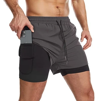 Abbildung von Danfiki Laufshorts Herren Kurze Sporthose Kurz mit Tasche Laufhose Kurzmit Taschen Hosen Fitness