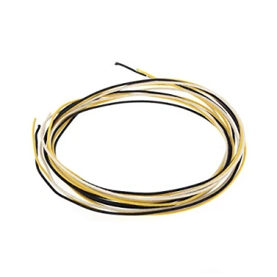 Abbildung von Gavitt Vorverzinnter Gitarrendraht 22 AWG Push back Cloth Covered Stranded Wire Stoffüberzogene Litze, Schwarz/Weiß/Gelb (Jede 2 Meter)