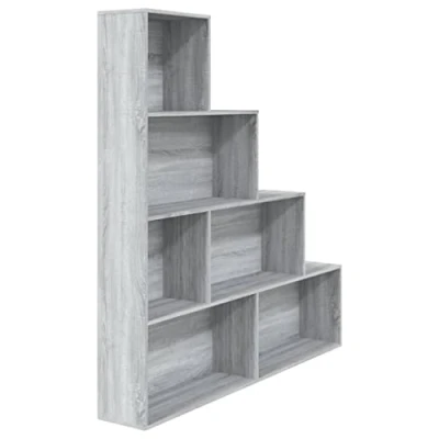 Abbildung von vidaXL Bücherregal Treppenregal Stufenregal Standregal Lagerregal Büroregal Regal Wandregal Aktenregal Raumteiler Grau Sonoma 155x24x160cm