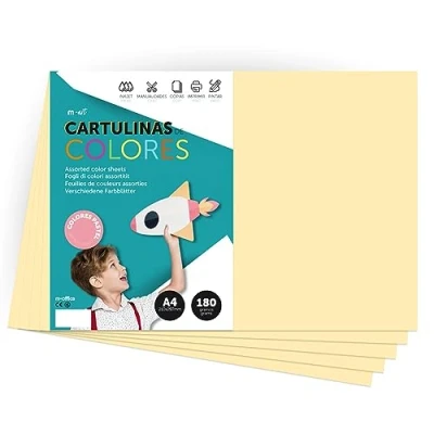 Abbildung von Farbiger Karton, A4, Pastellfarben, 180 g, zum Basteln, Drucken Ihrer Dokumente und kreativen Designs, m office (x250, Creme)