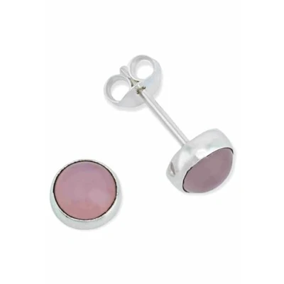 Abbildung von mantraroma Paar Ohrstecker 925er Silber mit Rosenquarz