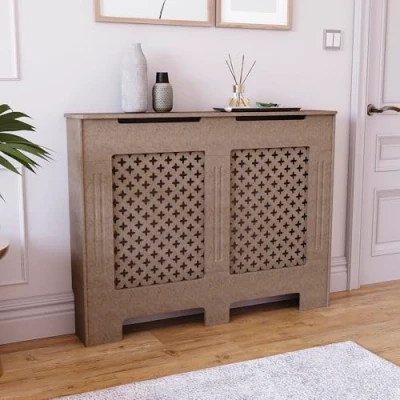 Abbildung von Vida Designs Oxford Heizkörperabdeckung, unlackierter, traditioneller, unlackierter MDF Schrank, mittelgroß