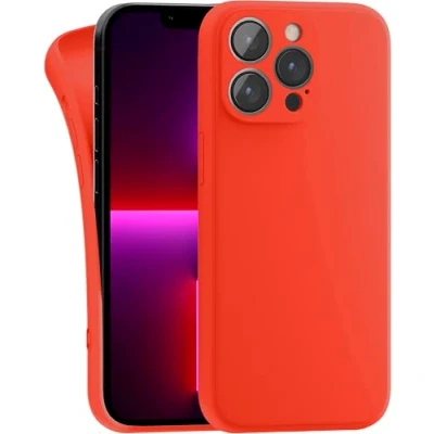 Abbildung von MyGadget Hülle Kompatibel mit iPhone 13 Pro Max robuste Silikon Schutzhülle TPU Case Slim Silikonhülle Back Cover Kratzfest Handyhülle Matt Orange