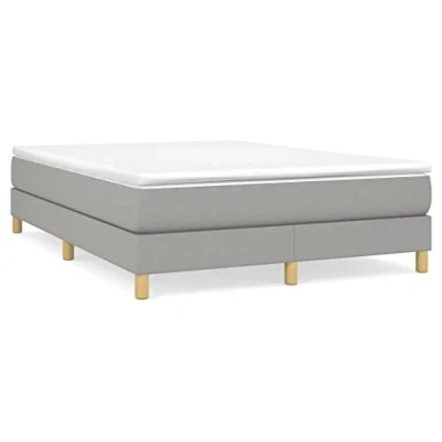 Abbildung von vidaXL Bettgestell, Polsterbett Bett für Schlafzimmer, Bettrahmen mit Lattenrost, Schlafzimmerbett Doppelbett, Hellgrau 140x200cm Stoff