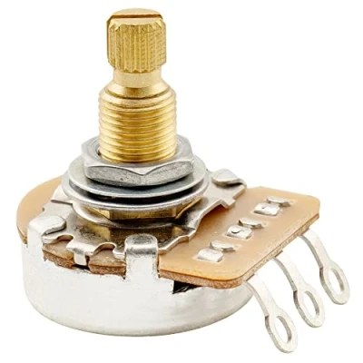 Abbildung von Musiclily Pro HD A1Meg Messing Metrisch Grob 18 Zähne Split Shaft Poti Audio Taper Potentiometer für E Gitarre und Bass